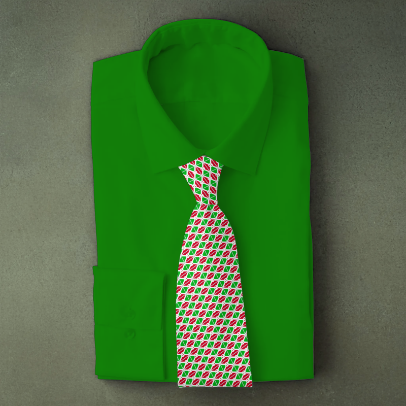 Burundi flag necktie on green folded shirt
