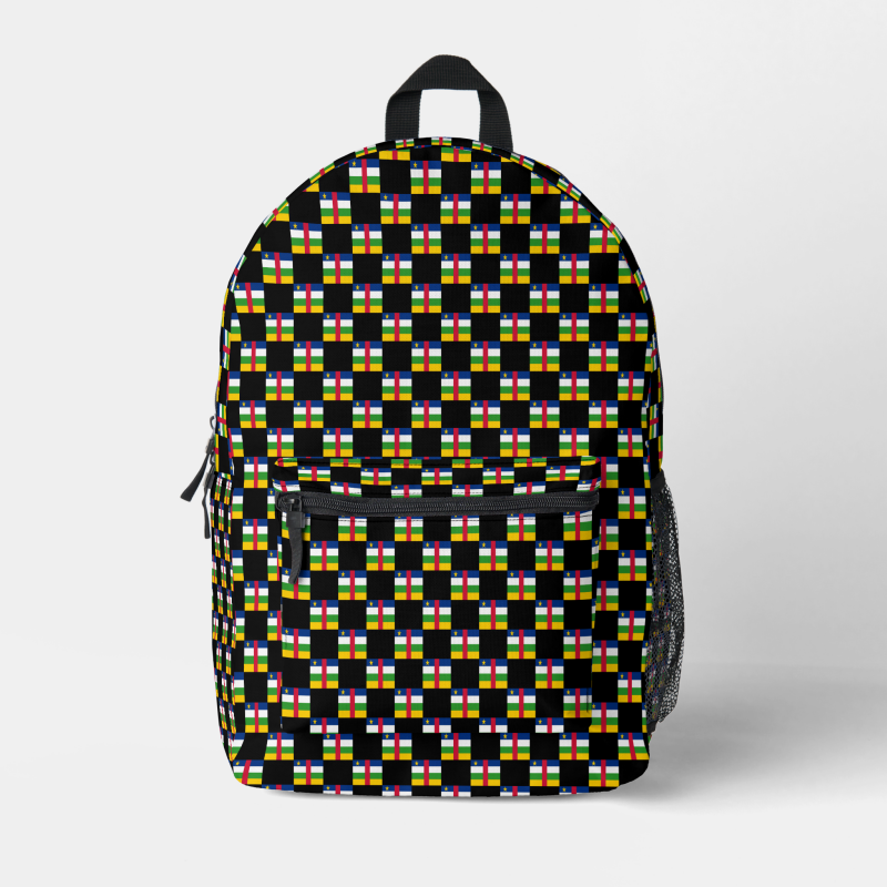 Central African Republic flag backpack with checkered detailing, blending national pride with everyday function.