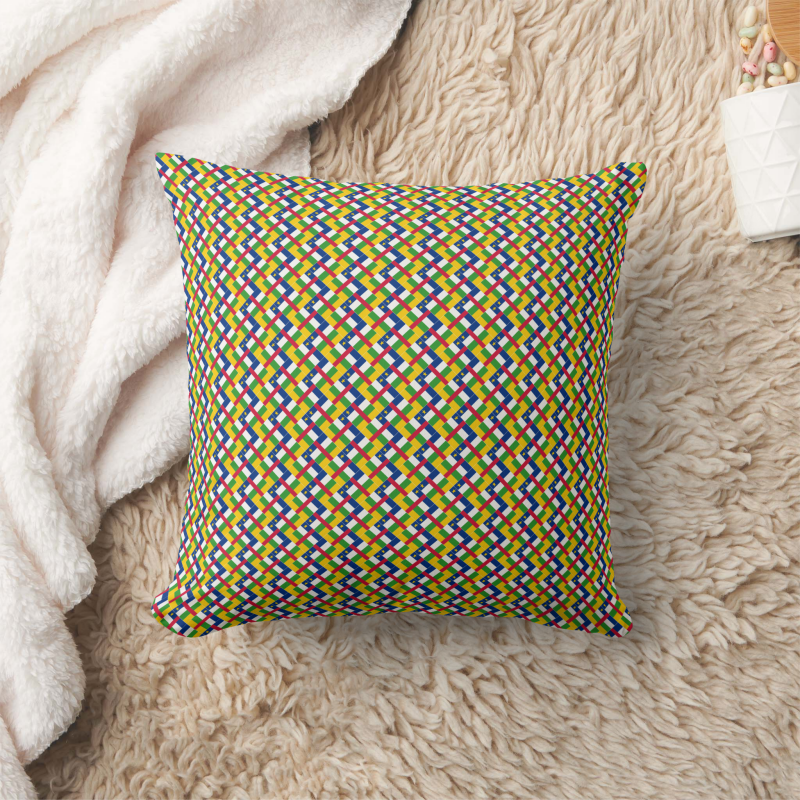 Square pillow printed with a stylized Central African Republic flag in a bold, modern design.