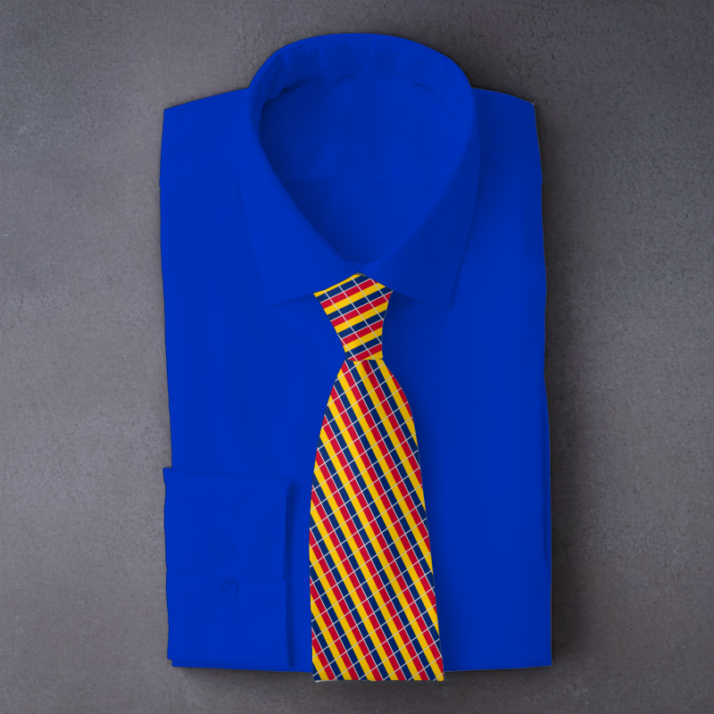 Chad flag necktie on blue folded shirt