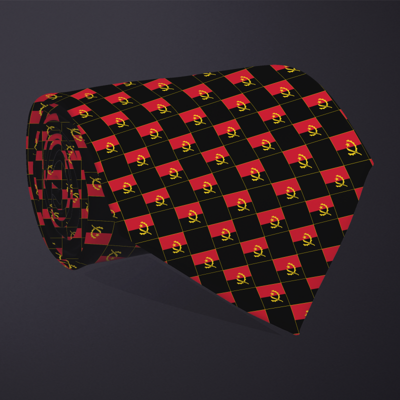 Angola flag checkered necktie, rolled