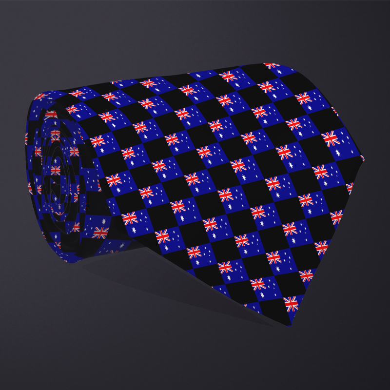 Australia flag checkered necktie, rolled