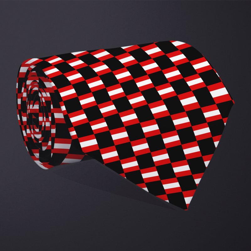 Austria flag checkered necktie, rolled