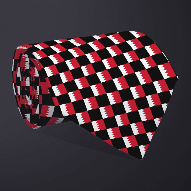 Bahrain flag checkered necktie, rolled