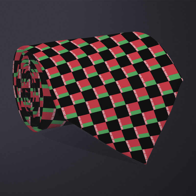 Belarus flag checkered necktie, rolled