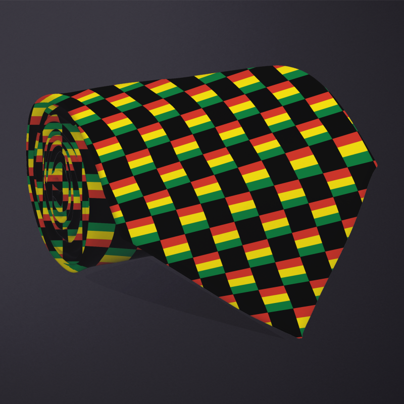 Bolivia flag checkered necktie, rolled