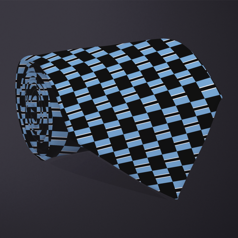 Botswana flag checkered necktie, rolled