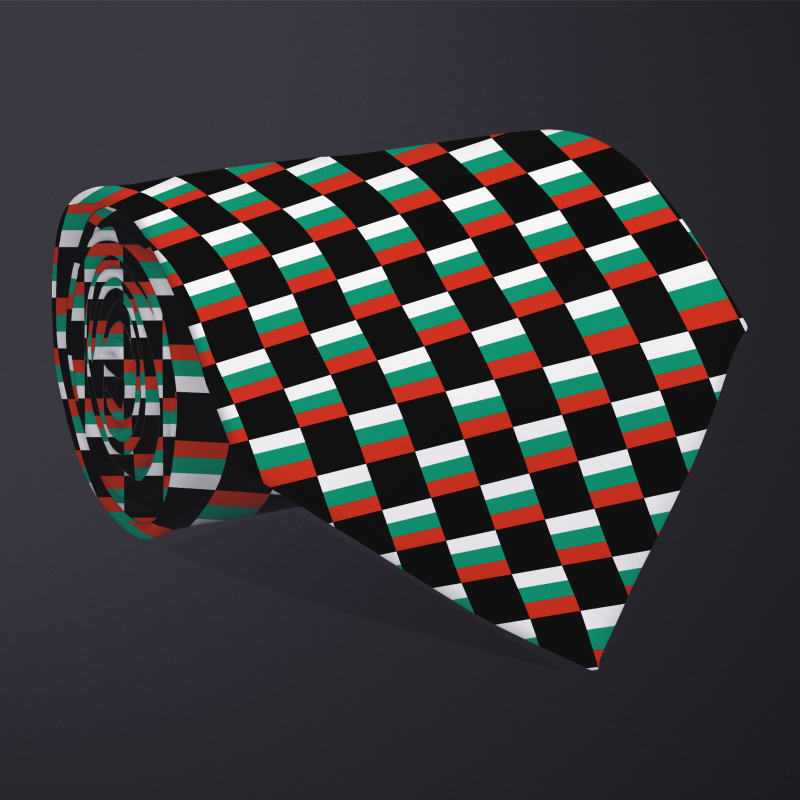 Bulgaria flag checkered necktie, rolled