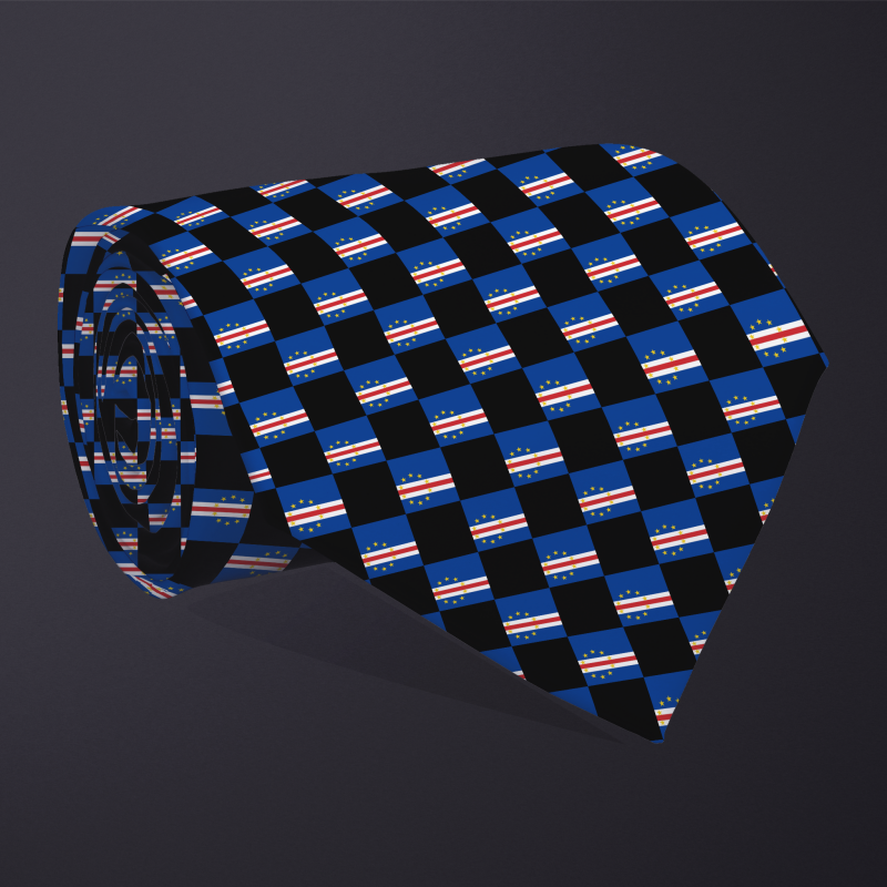 Cabo Verde flag checkered necktie, rolled