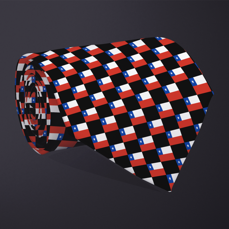 Chile flag checkered necktie, rolled