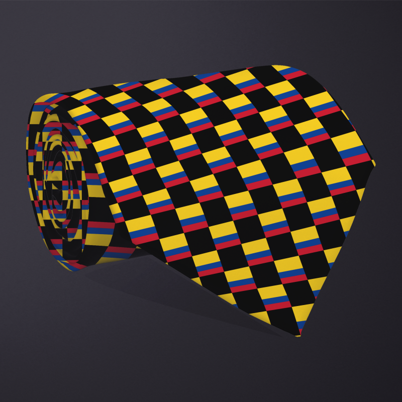 Colombia flag checkered necktie, rolled