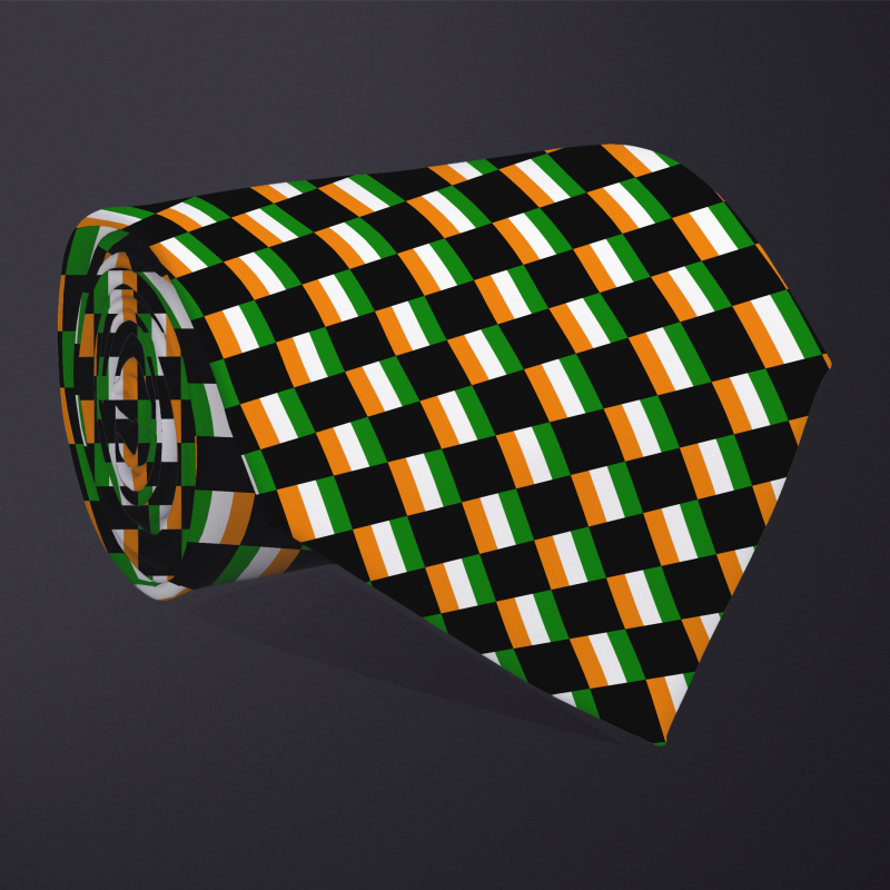 Cote d’Ivoire flag checkered necktie, rolled