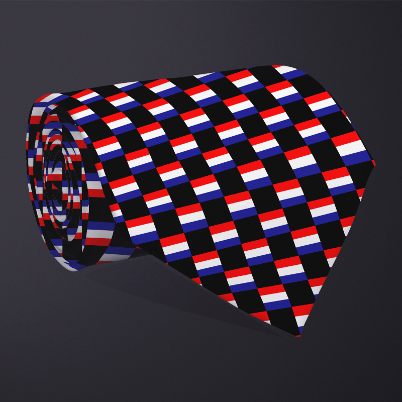 Croatia flag checkered necktie, rolled