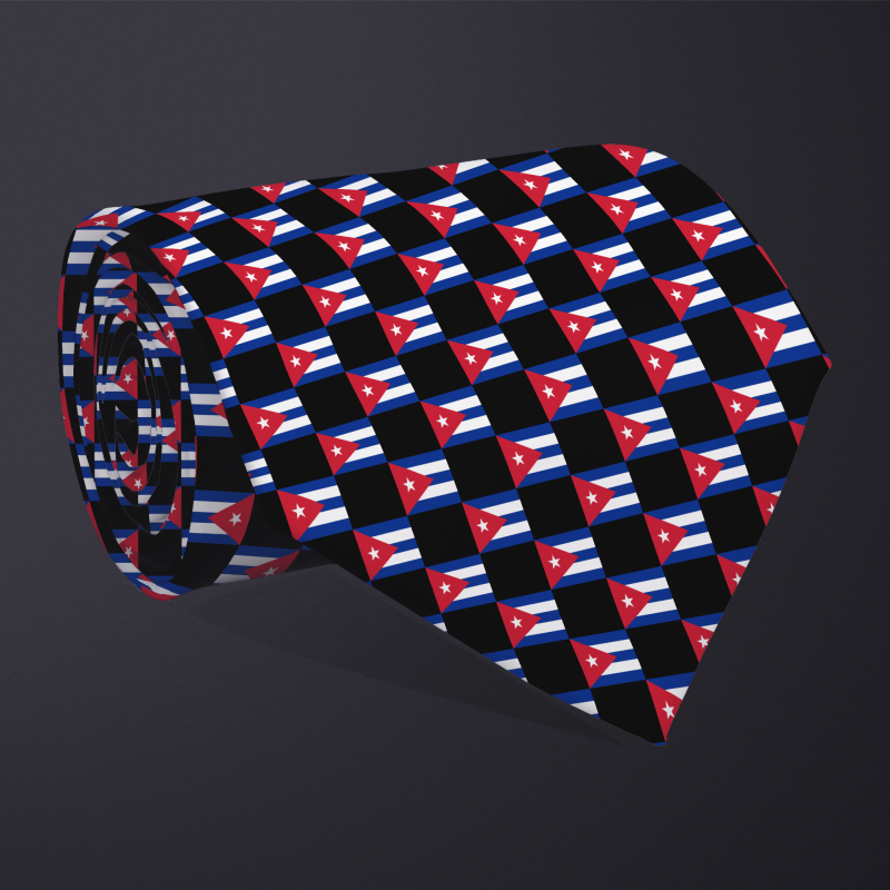 Cuba flag checkered necktie, rolled