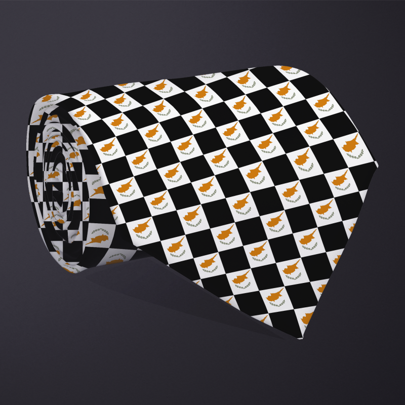 Cyprus flag checkered necktie, rolled