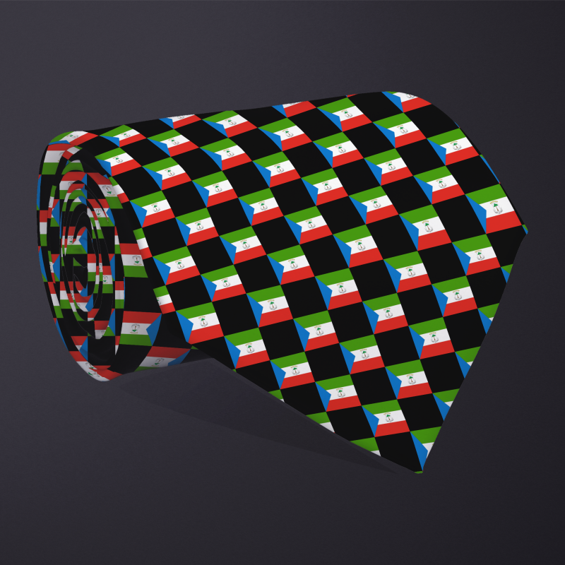 Equatorial Guinea flag checkered necktie, rolled