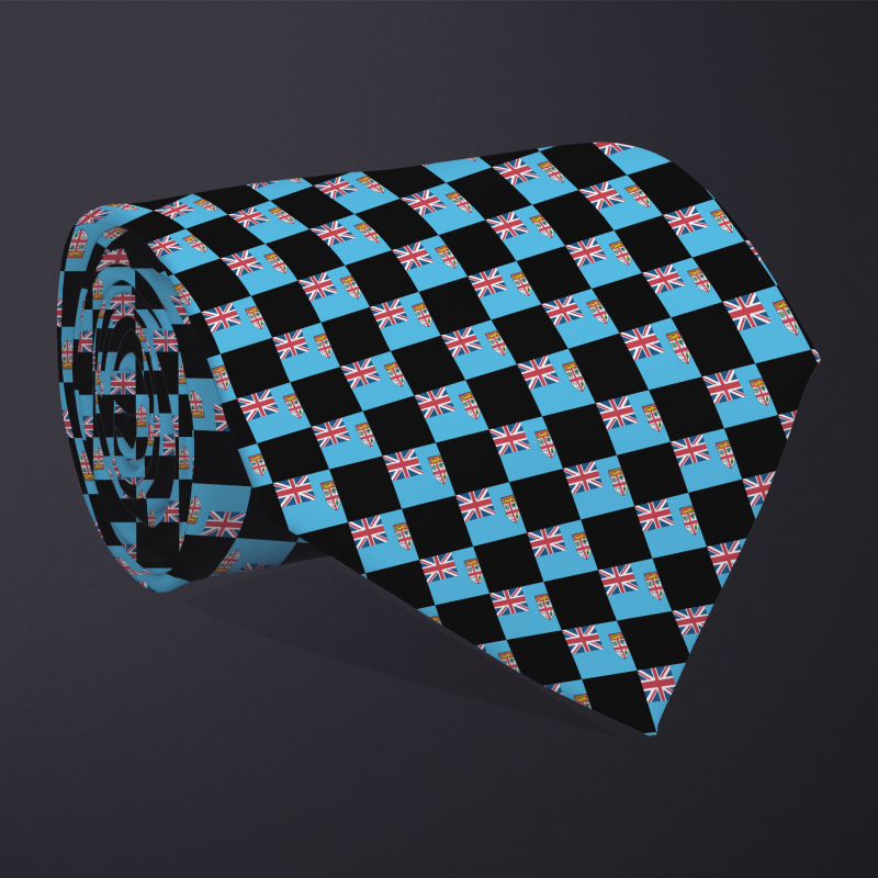 Fiji flag checkered necktie, rolled