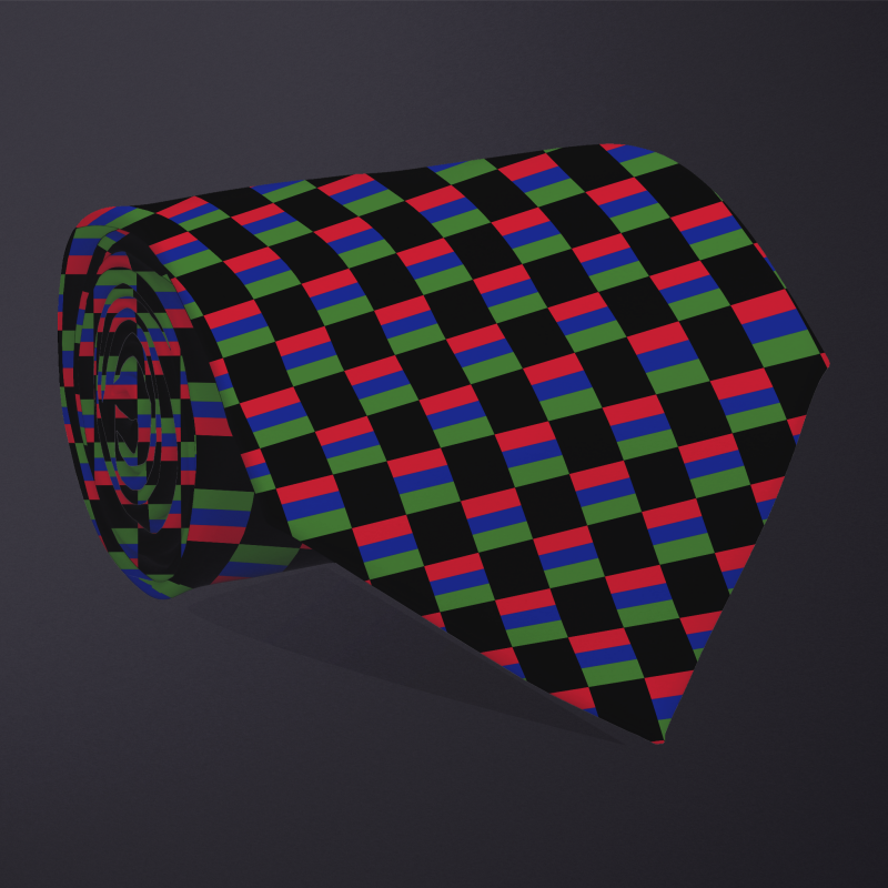 Gambia flag checkered necktie, rolled
