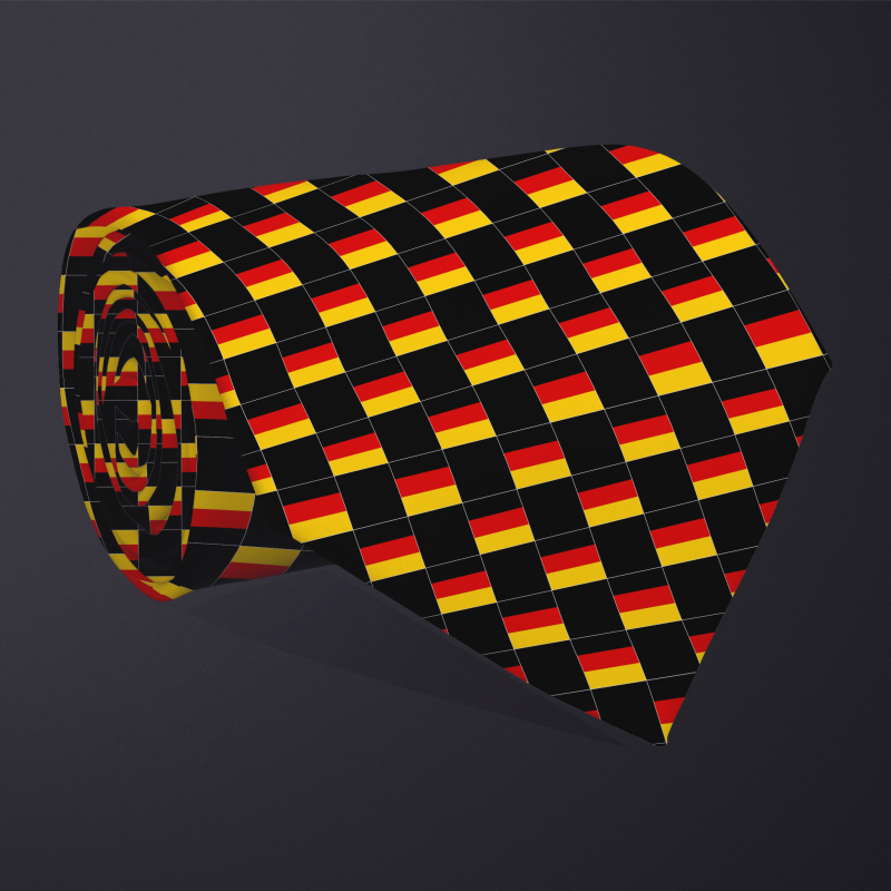 Germany flag checkered necktie, rolled