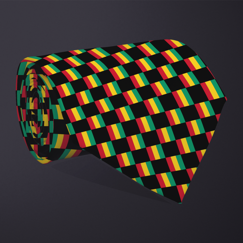Guinea flag checkered necktie, rolled