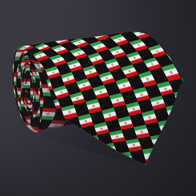 Iran flag checkered necktie, rolled