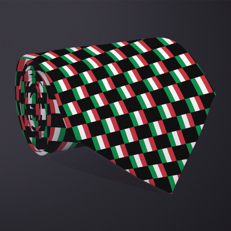 Italy flag checkered necktie, rolled
