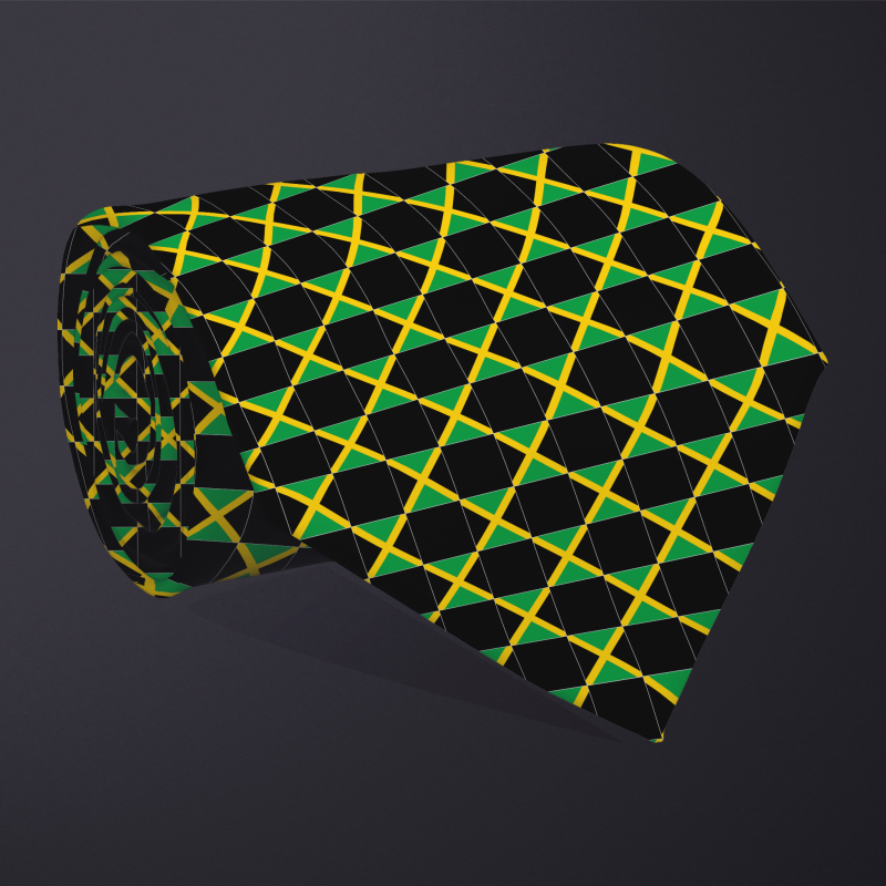 Jamaica flag checkered necktie, rolled