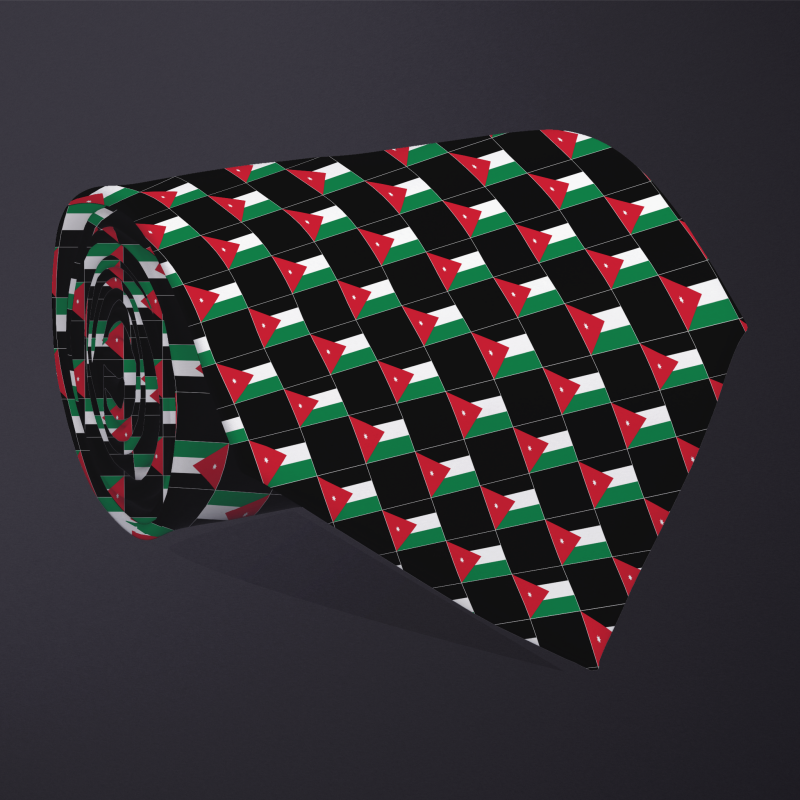 Jordan flag checkered necktie, rolled