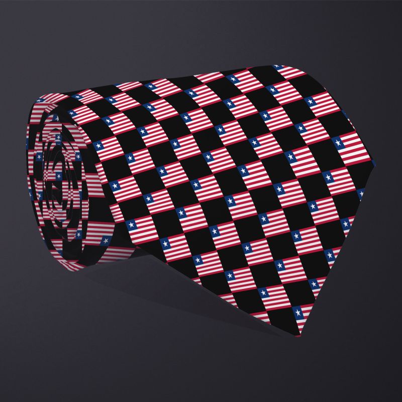 Liberia flag checkered necktie, rolled