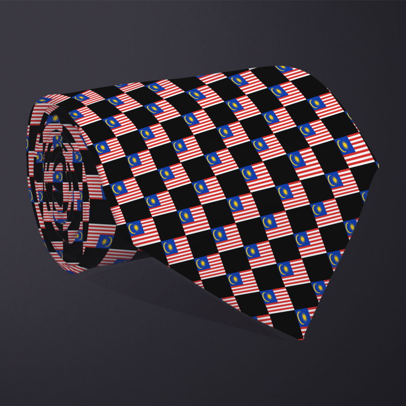 Malaysia flag checkered necktie, rolled