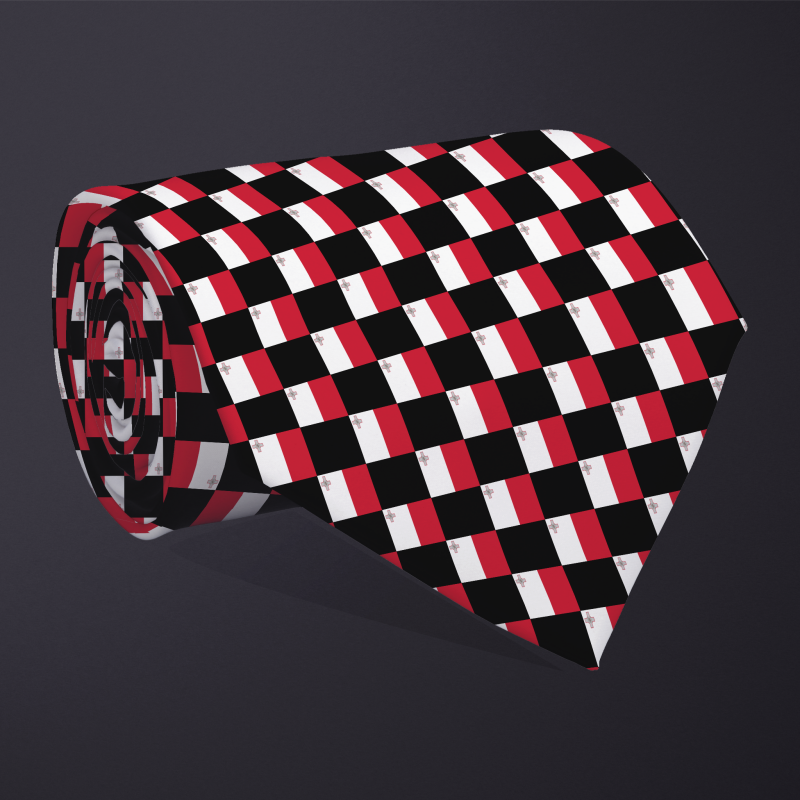 Malta flag checkered necktie, rolled