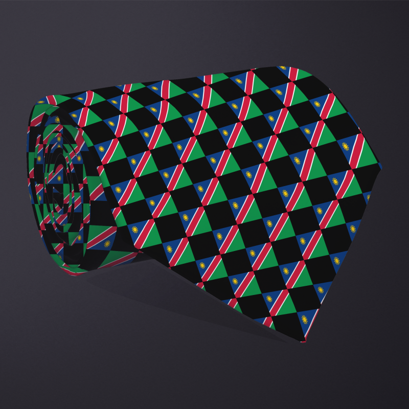 Namibia flag checkered necktie, rolled