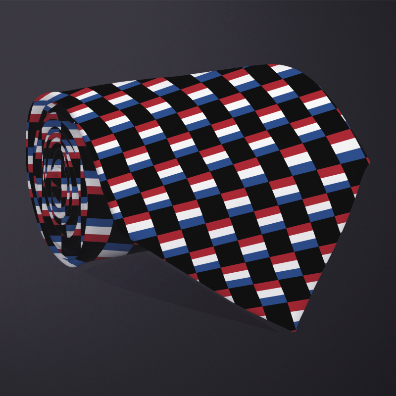 Netherlands flag checkered necktie, rolled