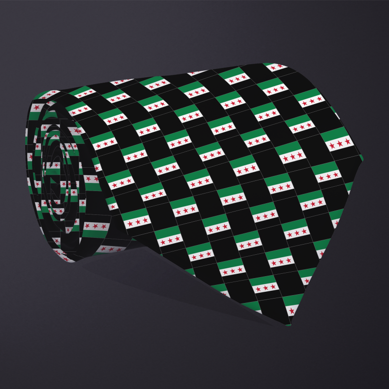 Syria flag checkered necktie, rolled