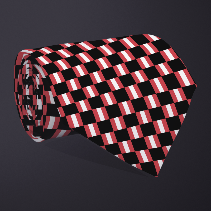 Peru flag checkered necktie, rolled