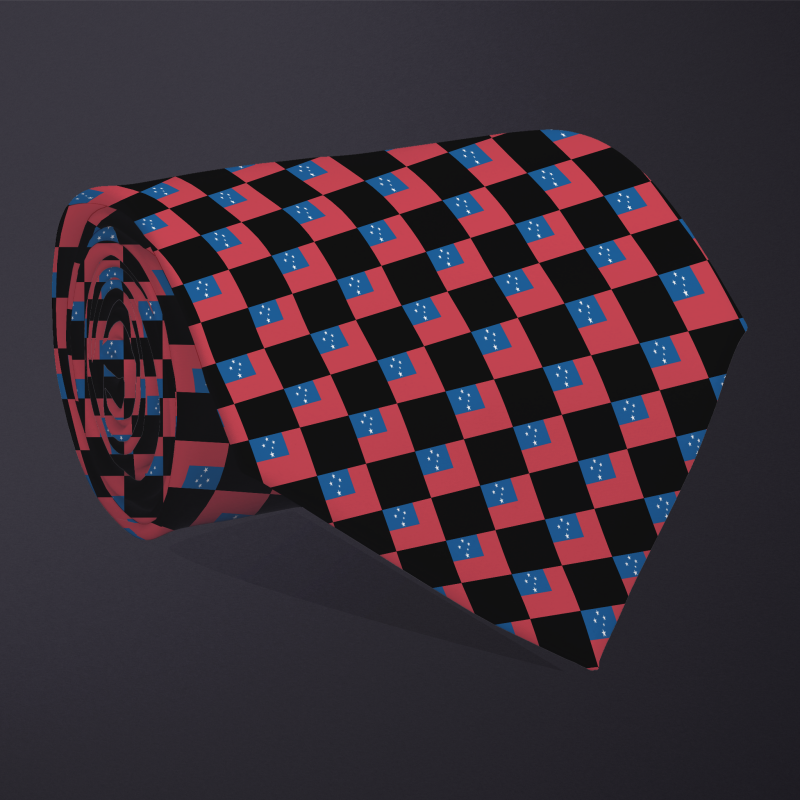 Samoa flag checkered necktie, rolled