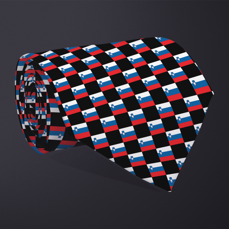 Slovenia flag checkered necktie, rolled