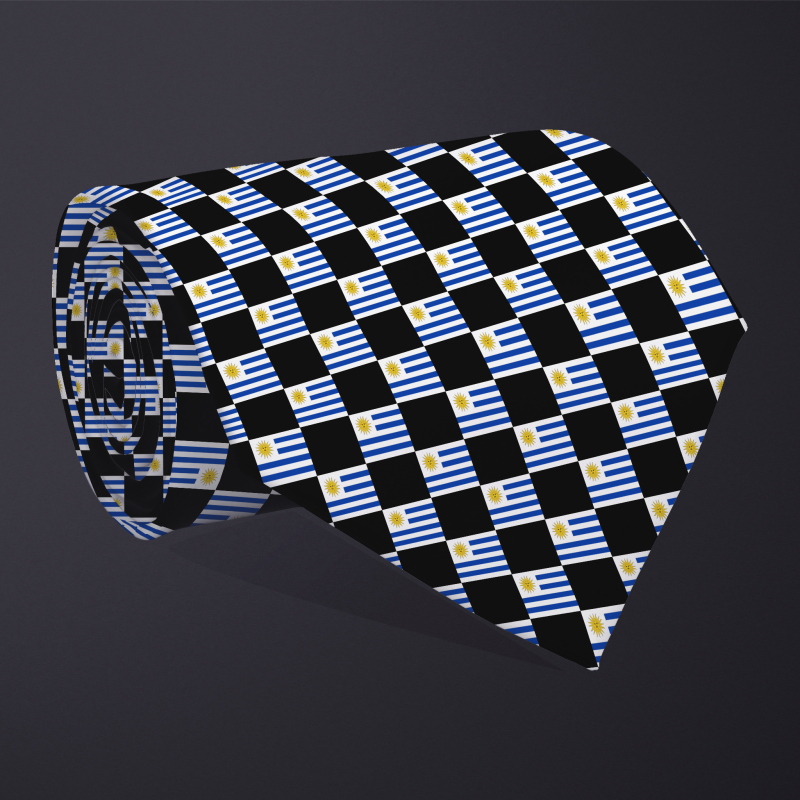 Uruguay flag checkered necktie, rolled
