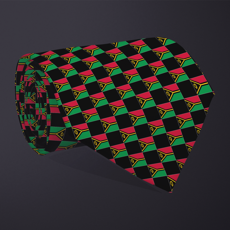 Vanuatu flag checkered necktie, rolled