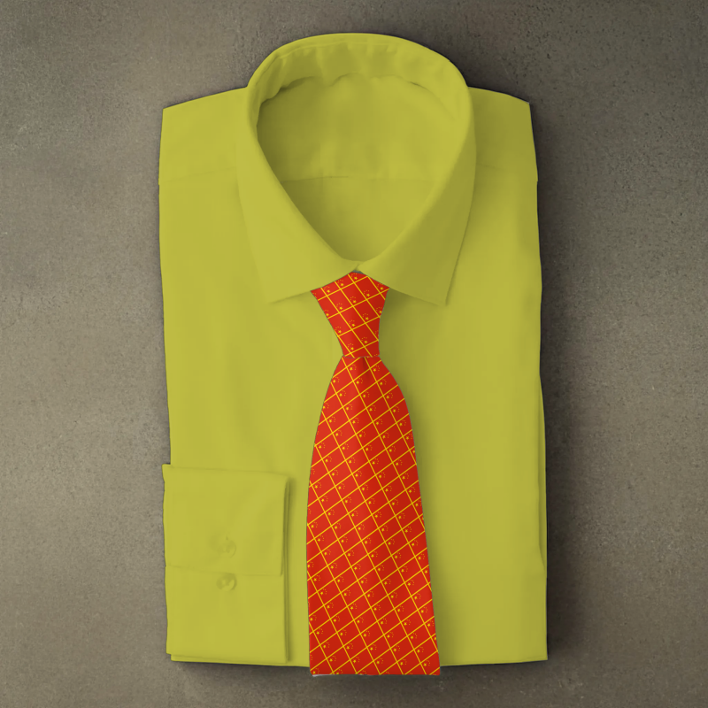 China flag necktie on yellow folded shirt