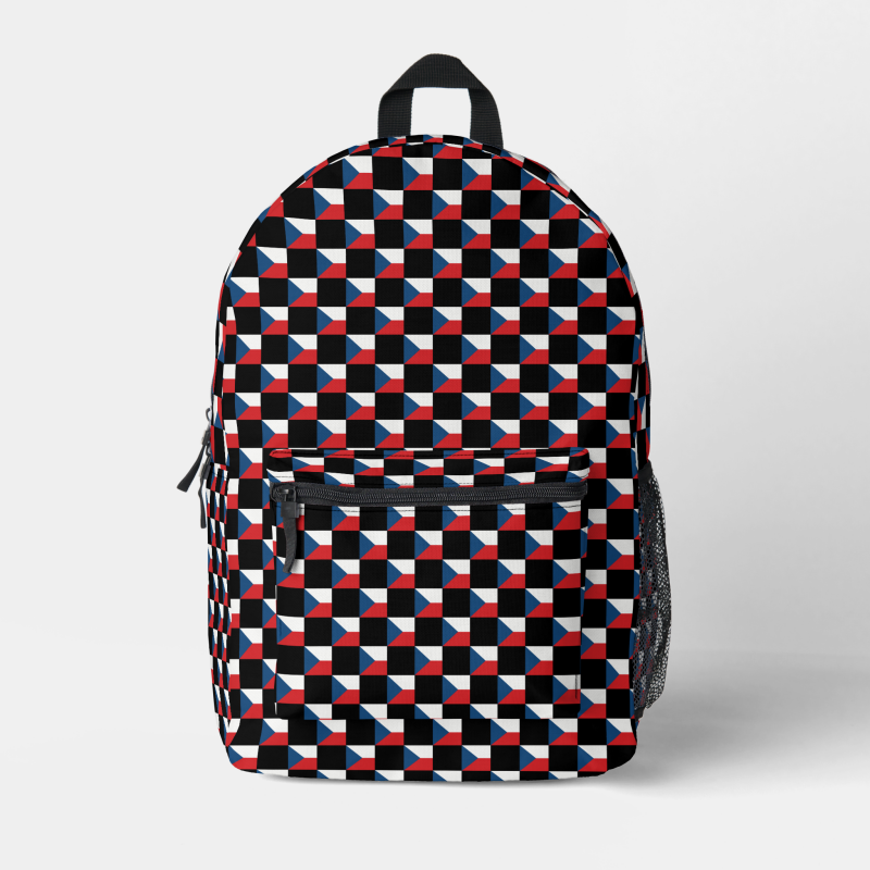 Czechia flag backpack with checkered detailing, blending national pride with everyday function.