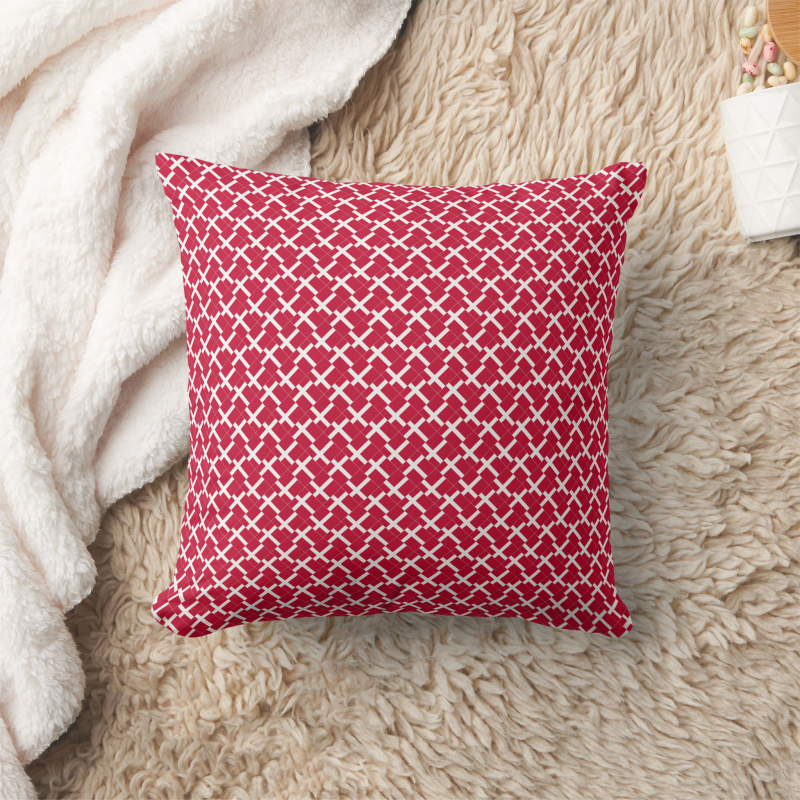 Decorative pillow with a patchwork pattern based on the Denmark national flag.