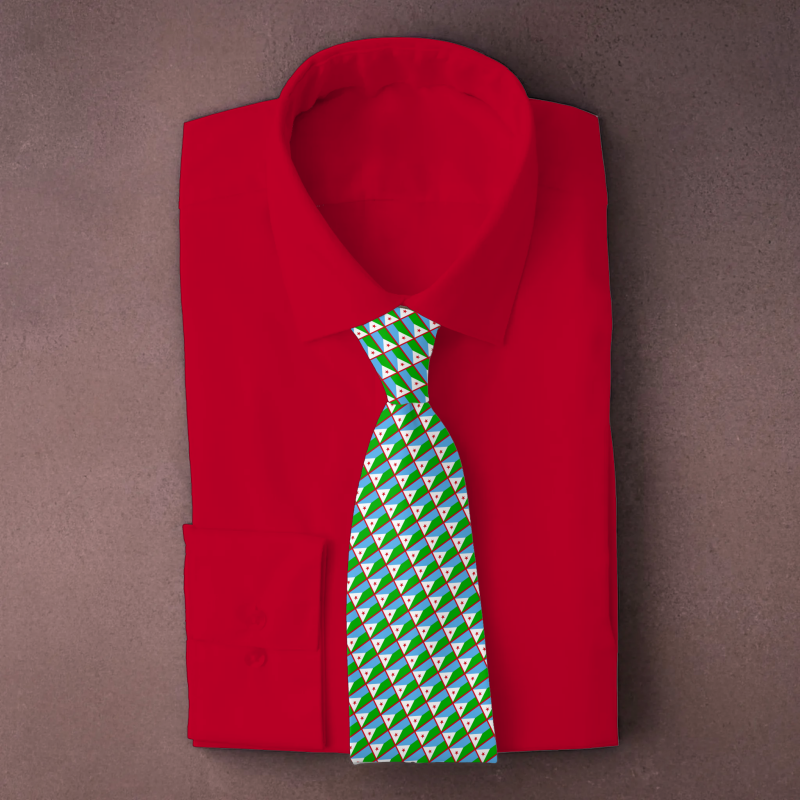Djibouti flag necktie on red folded shirt