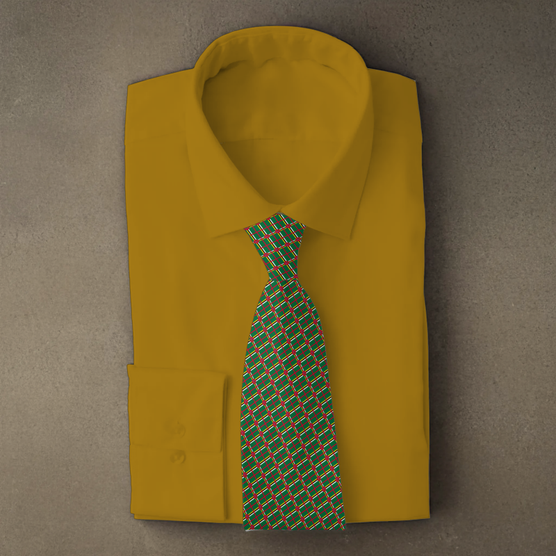 Dominica flag necktie on yellow folded shirt