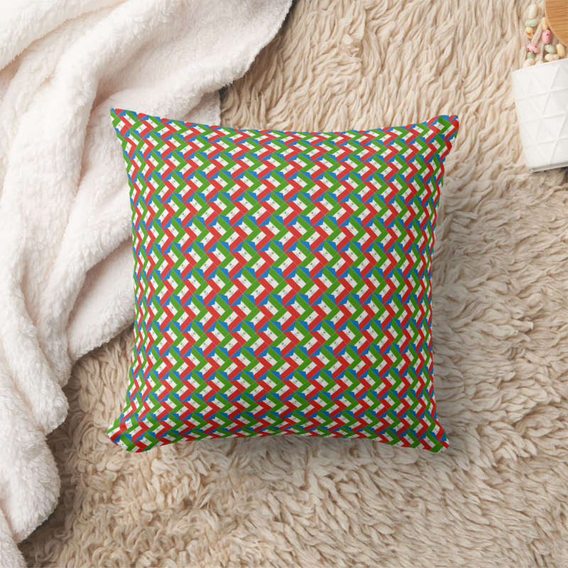 Accent pillow showcasing the Equatorial Guinea flag in a contemporary patchwork layout.