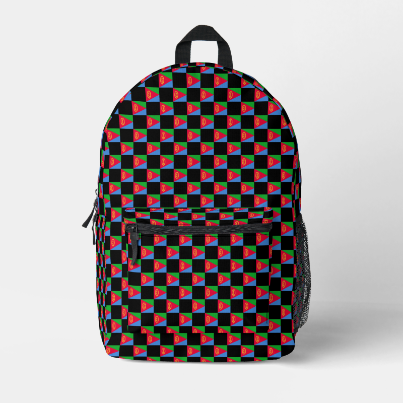 Eritrea flag backpack with checkered detailing, blending national pride with everyday function.