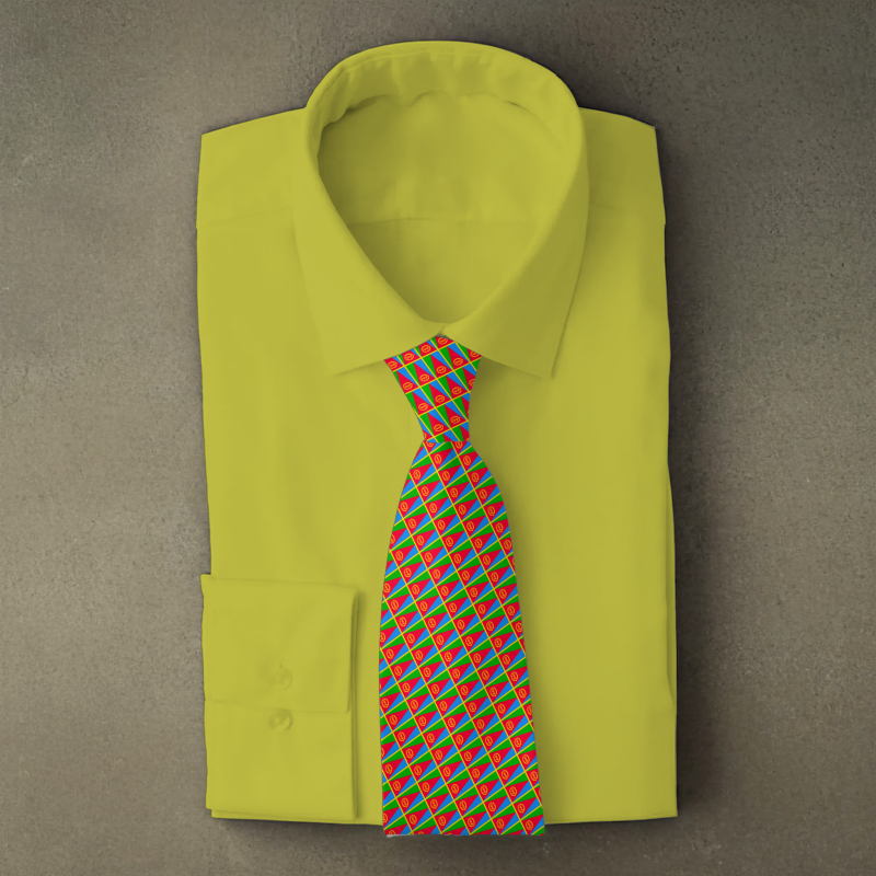 Eritrea flag necktie on yellow folded shirt
