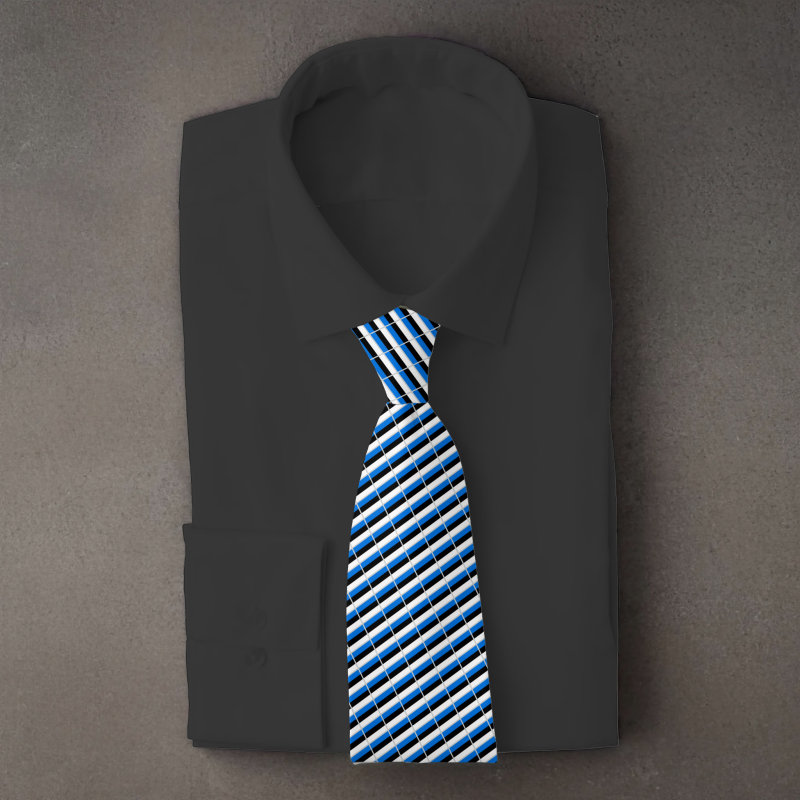 Estonia flag necktie on black folded shirt