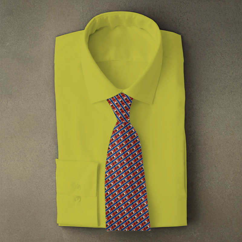Eswatini flag necktie on yellow folded shirt
