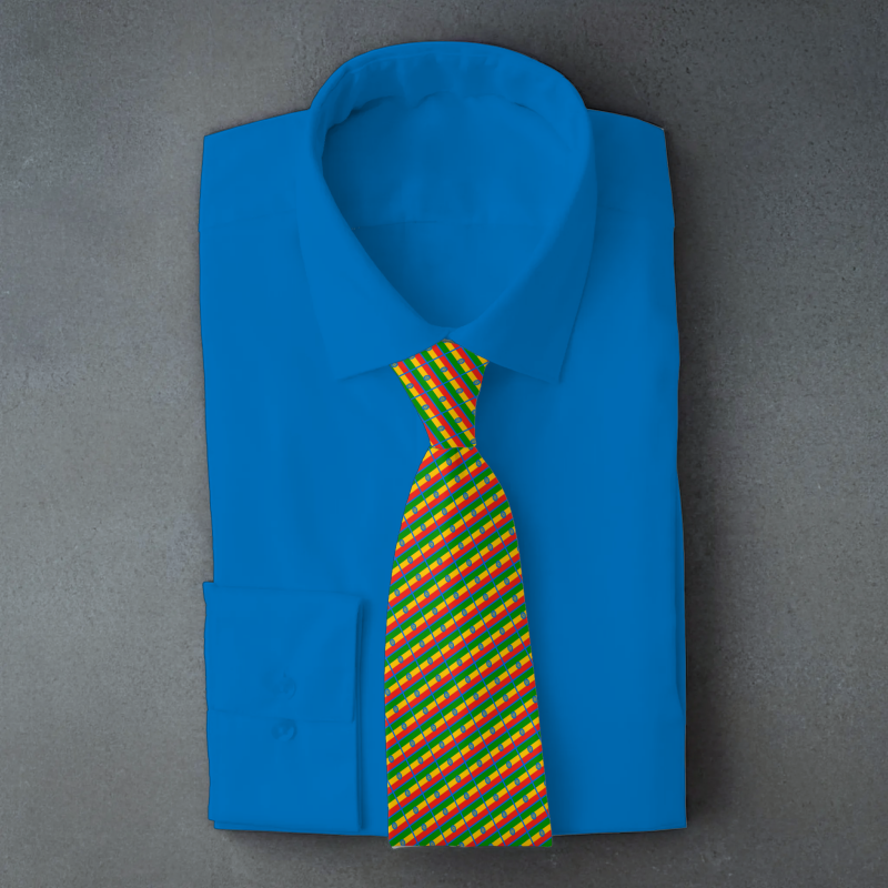 Ethiopia flag necktie on blue folded shirt